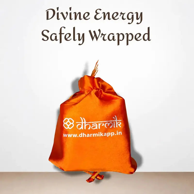 orange potli for keeping silver plated rudraksha karungali mala