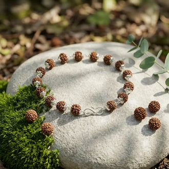 Original Silver Plated Panch Mukhi Rudraksha Bracelet – 17 Beads, 5 mm, Blessed in Kashi