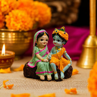 DharmikLife Radha Krishna idol, symbolizing eternal love, devotion, and divine togetherness, beautifully crafted for home and pooja décor.