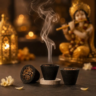 Burning Incense Cups in front of krishna idol