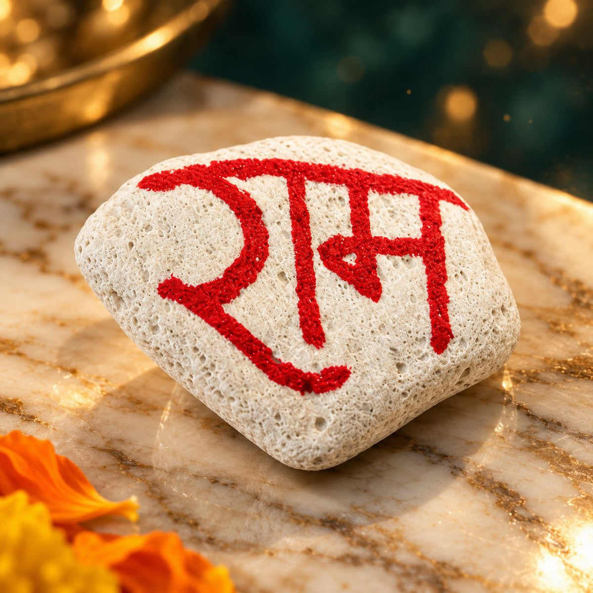 Shri Ram Floating Stone – Sacred "राम" Engraved Stone for Pooja & Home
