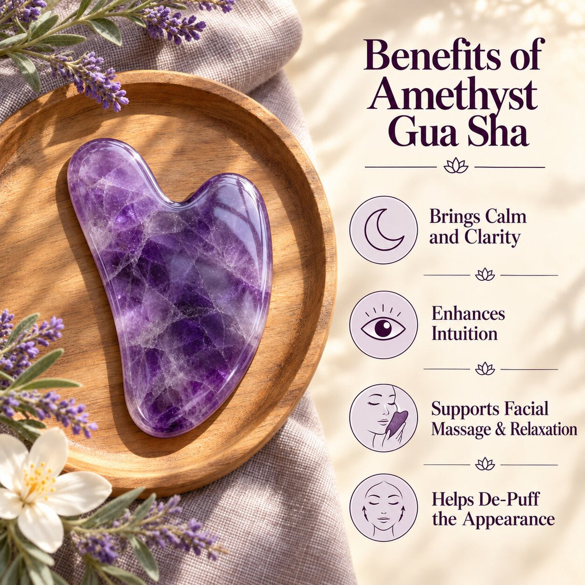 Benefits of Amethyst crystal Gua Sha