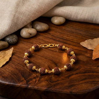 Original Panch Mukhi Rudraksha Bracelet – 12 Beads, 5 mm, Blessed in Kashi Dharmik