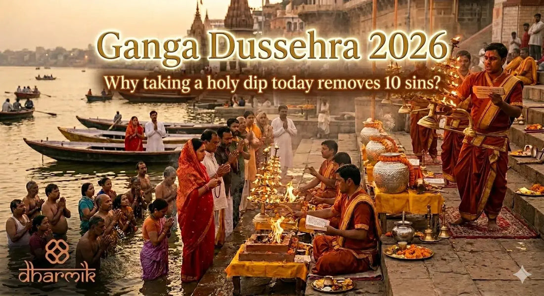 Devotees taking holy dip in Ganga River at Haridwar during Ganga Dussehra 2026 with sunrise and Ganga Aarti rituals