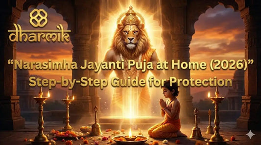 Narasimha Jayanti Puja at home 2026 with Lord Narasimha, diya, flowers, and evening worship for protection and positivity