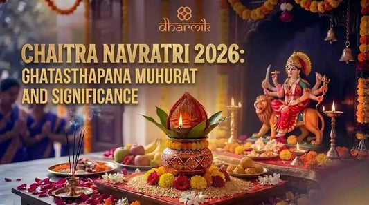 Goddess Durga idol decorated during Chaitra Navratri festival celebration