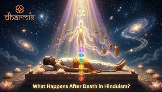 A spiritual depiction of the soul leaving the human body and beginning its journey after death according to Hindu beliefs.