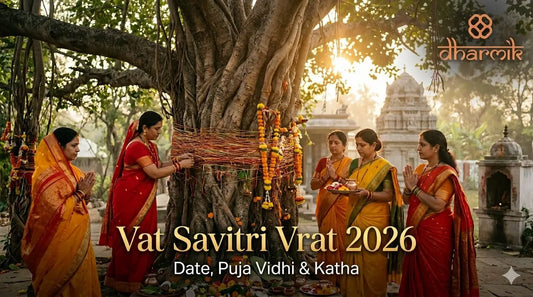 Women performing Vat Savitri Vrat 2026 by tying sacred thread around banyan tree and offering puja