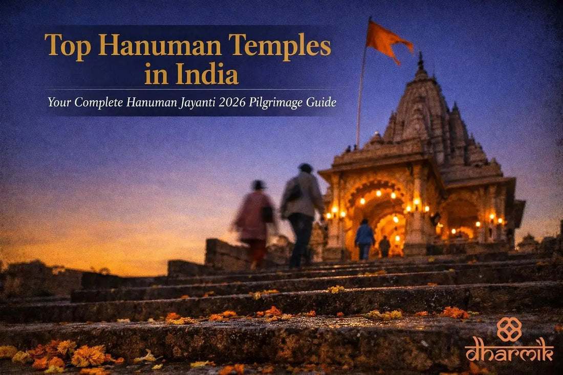 Devotees offering flowers at a famous Hanuman temple in India during Hanuman Jayanti.