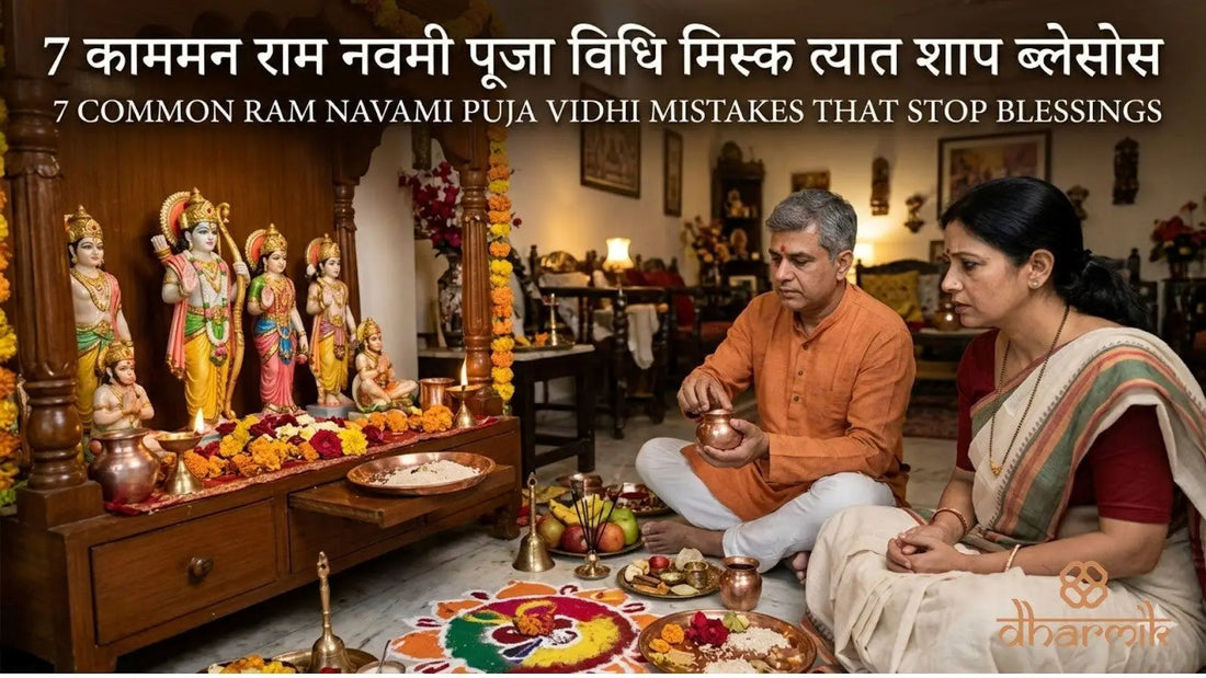 Ram Navami puja at home with Lord Rama idols, couple performing rituals and offerings