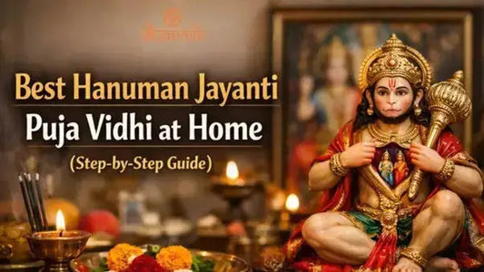 Hanuman Jayanti puja at home altar with diya, flowers, and Hanuman idol