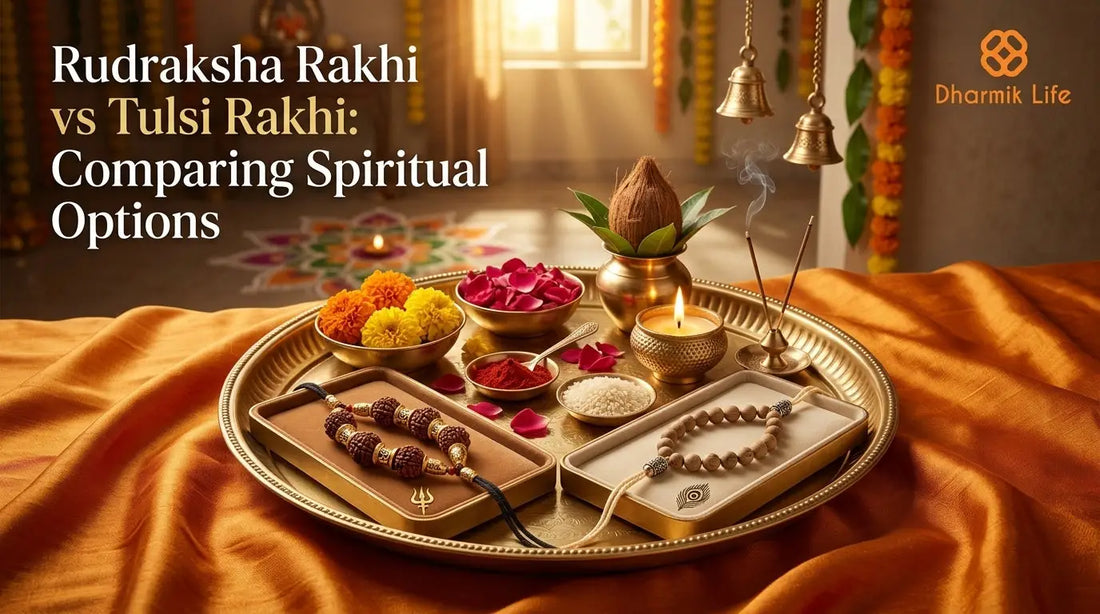 Rudraksha Rakhi vs Tulsi Rakhi by Dharmik life