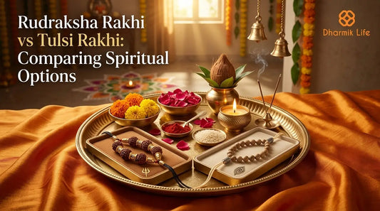 Rudraksha Rakhi vs Tulsi Rakhi by Dharmik life