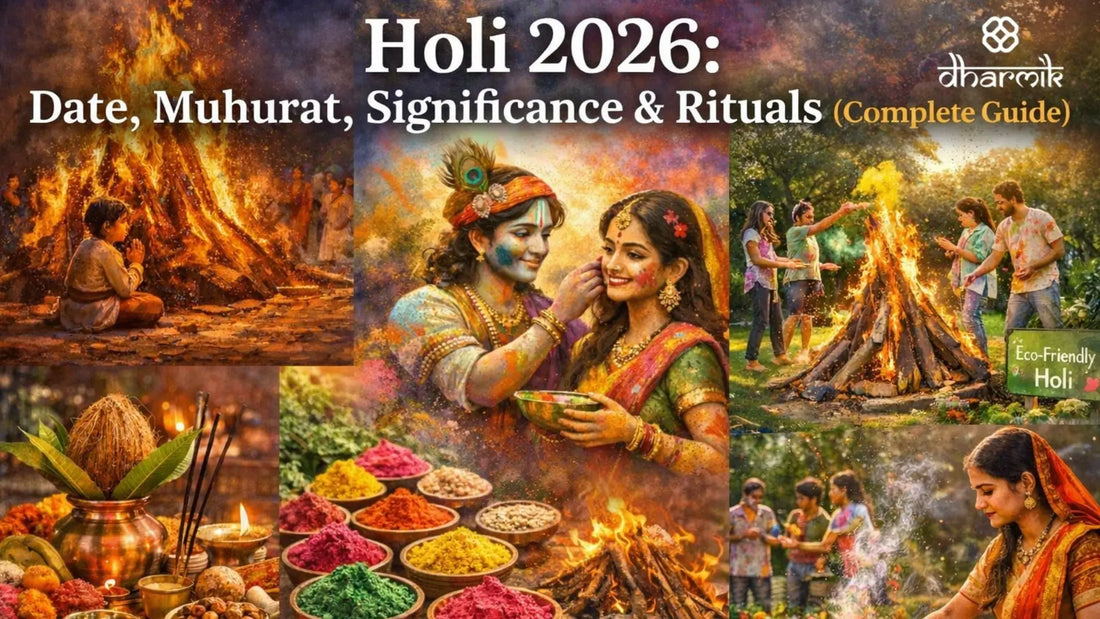 Holi 2026 date, Holika Dahan muhurat, spiritual significance and rituals including Radha Krishna Holi, Holika Dahan fire, natural colors and puja vidhi