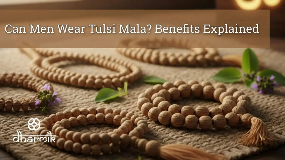 Can men wear Tulsi mala? Explore benefits for men, rules to follow, FAQs, and tips to choose an authentic Tulsi mala for daily use.