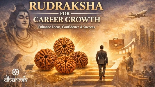 Rudraksha for career growth symbolizing focus, confidence, and professional success with spiritual guidance of Lord Shiva