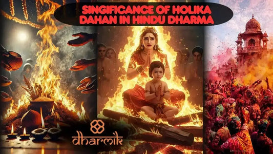 Prahlad protected by divine grace while Holika burns in the sacred fire