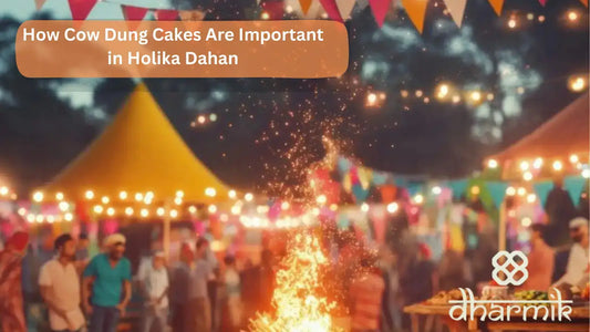 Holika Dahan sacred fire lit using cow dung cakes and hawan samagri