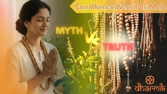 Woman wearing Tulsi mala as a symbol of faith, peace, and spiritual connection