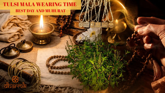 Tulsi mala wearing time with diya image