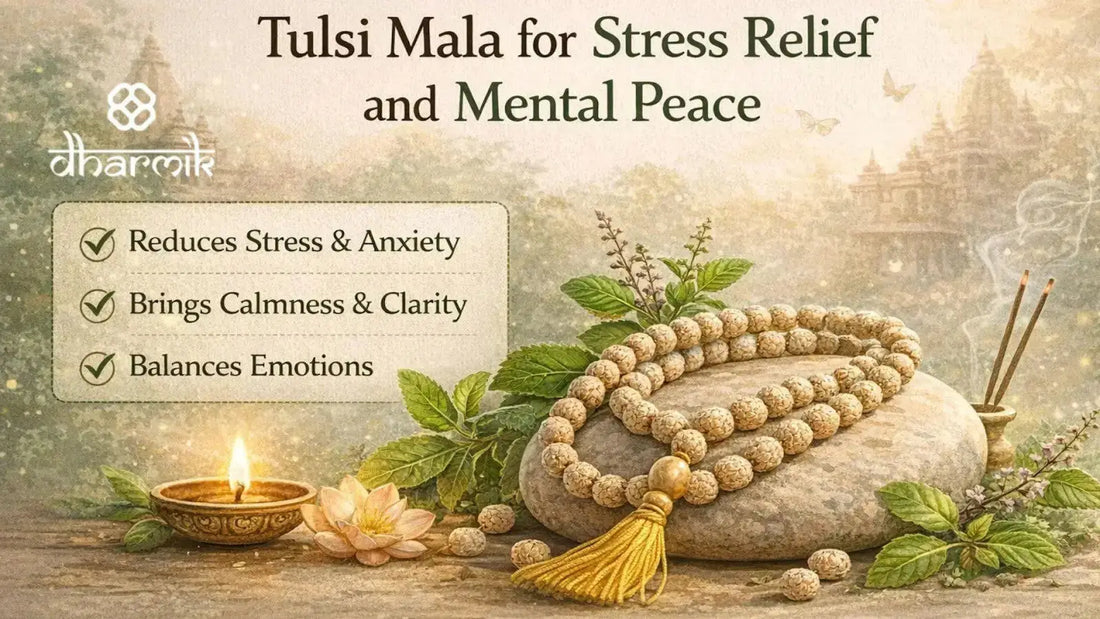 Person using Tulsi mala for meditation and stress relief