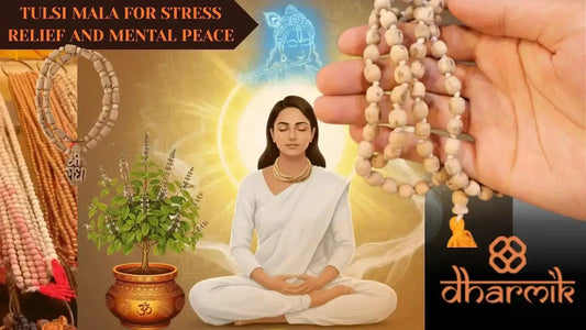 Handcrafted tulsi mala beads for stress relief, spiritual protection, and mental clarity