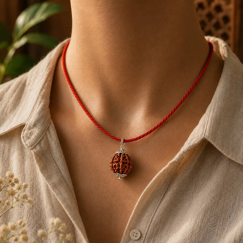 11 mukhi rudraksha mala on mannequin
