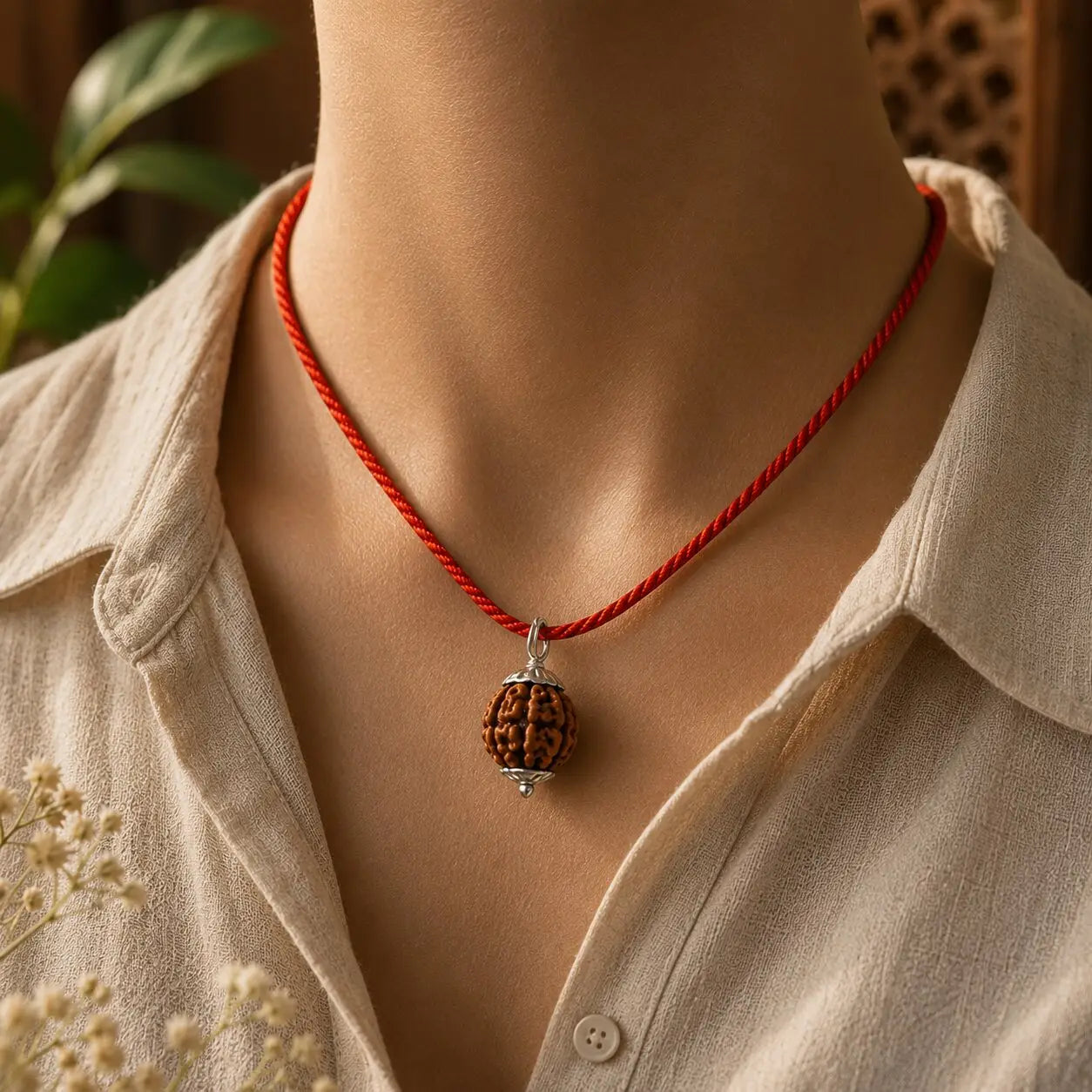 12 mukhi rudraksha bead on mannequin 