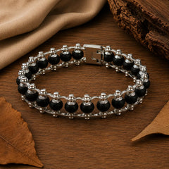 Premium Silver Plated Karungali Bracelet for Protection & Positive Energy - 24 beads