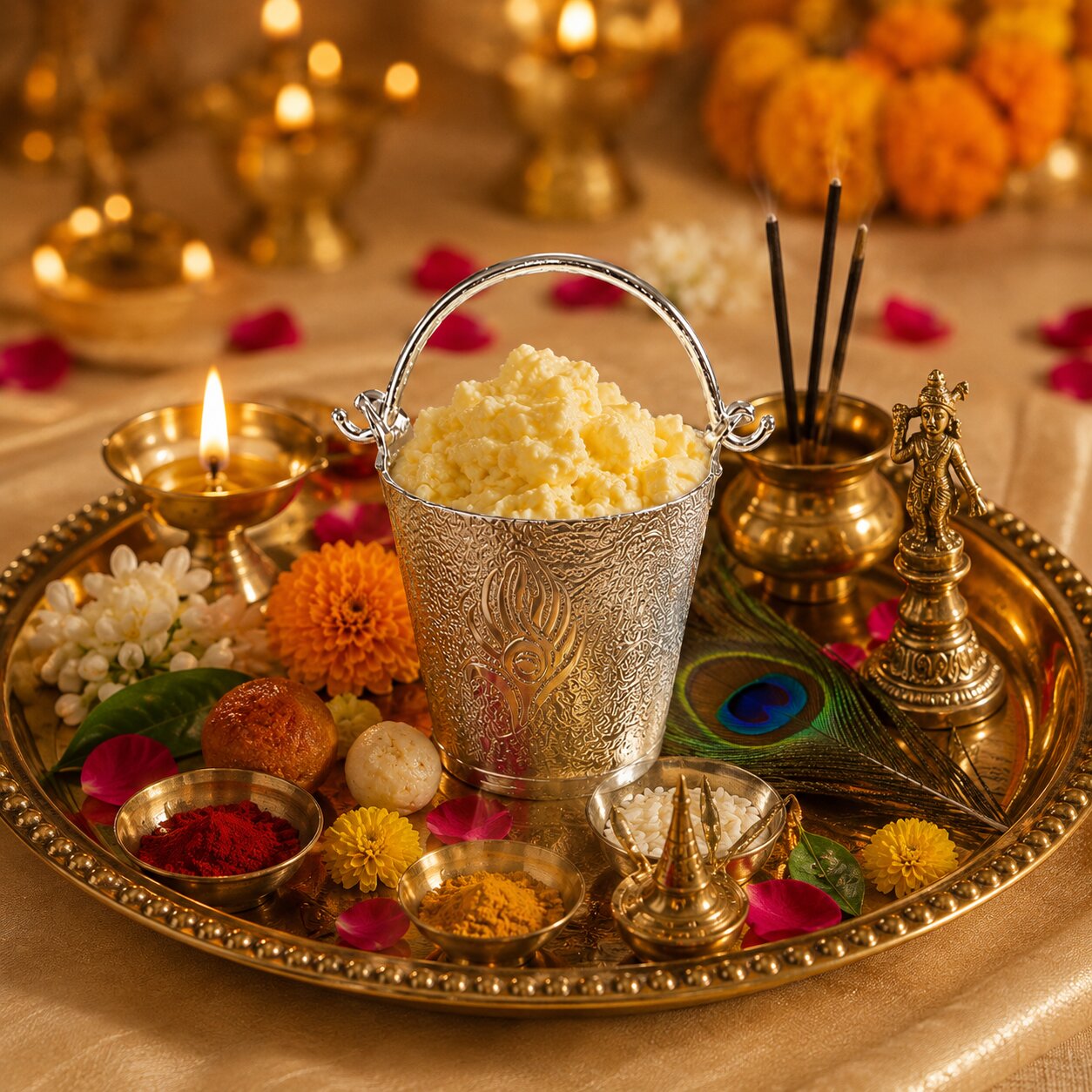 Premium Silver Plated Makhan Balti (Blessed in Vrindavan)