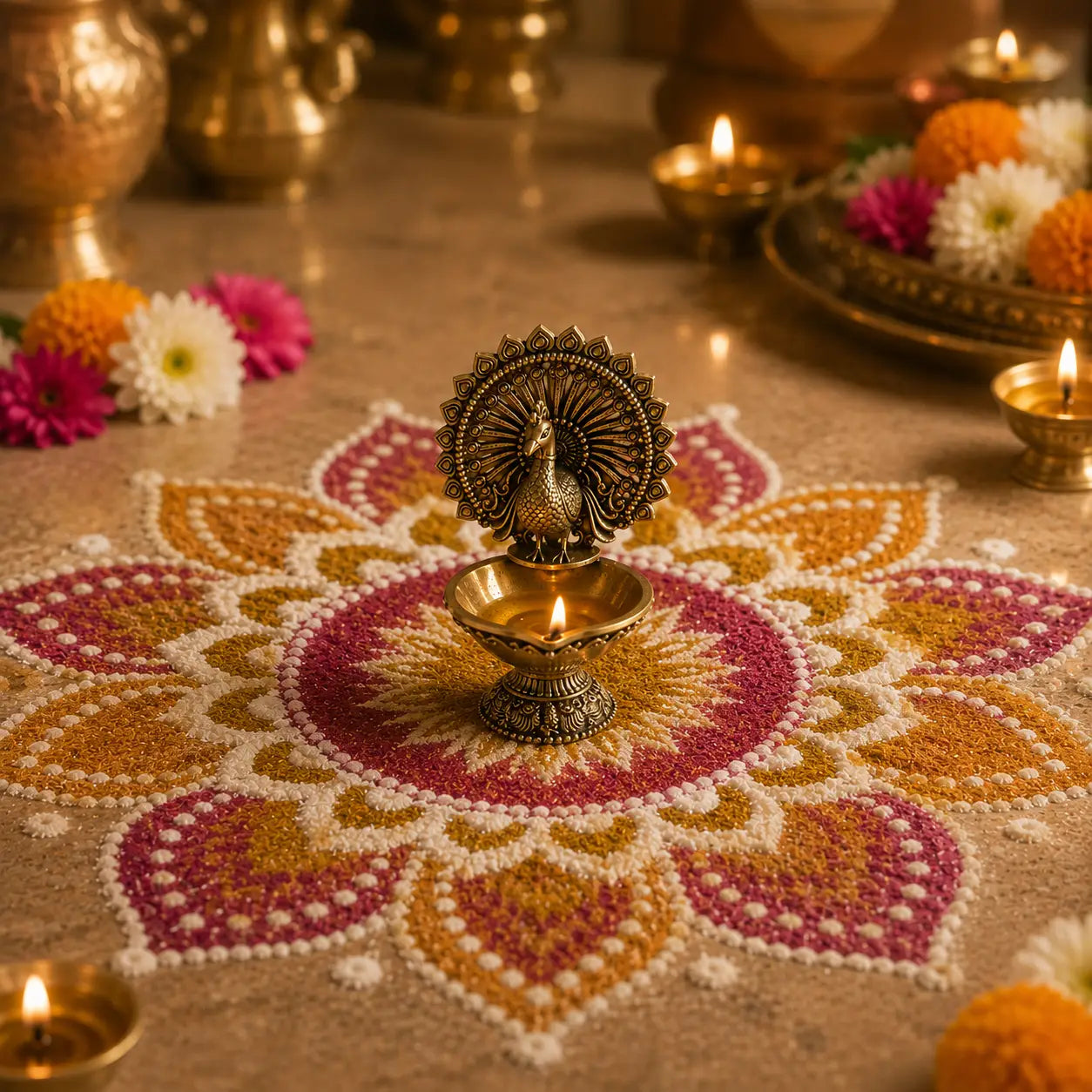Premium Handcrafted Brass Peacock Spiritual Diya for Pooja & Home Decor
