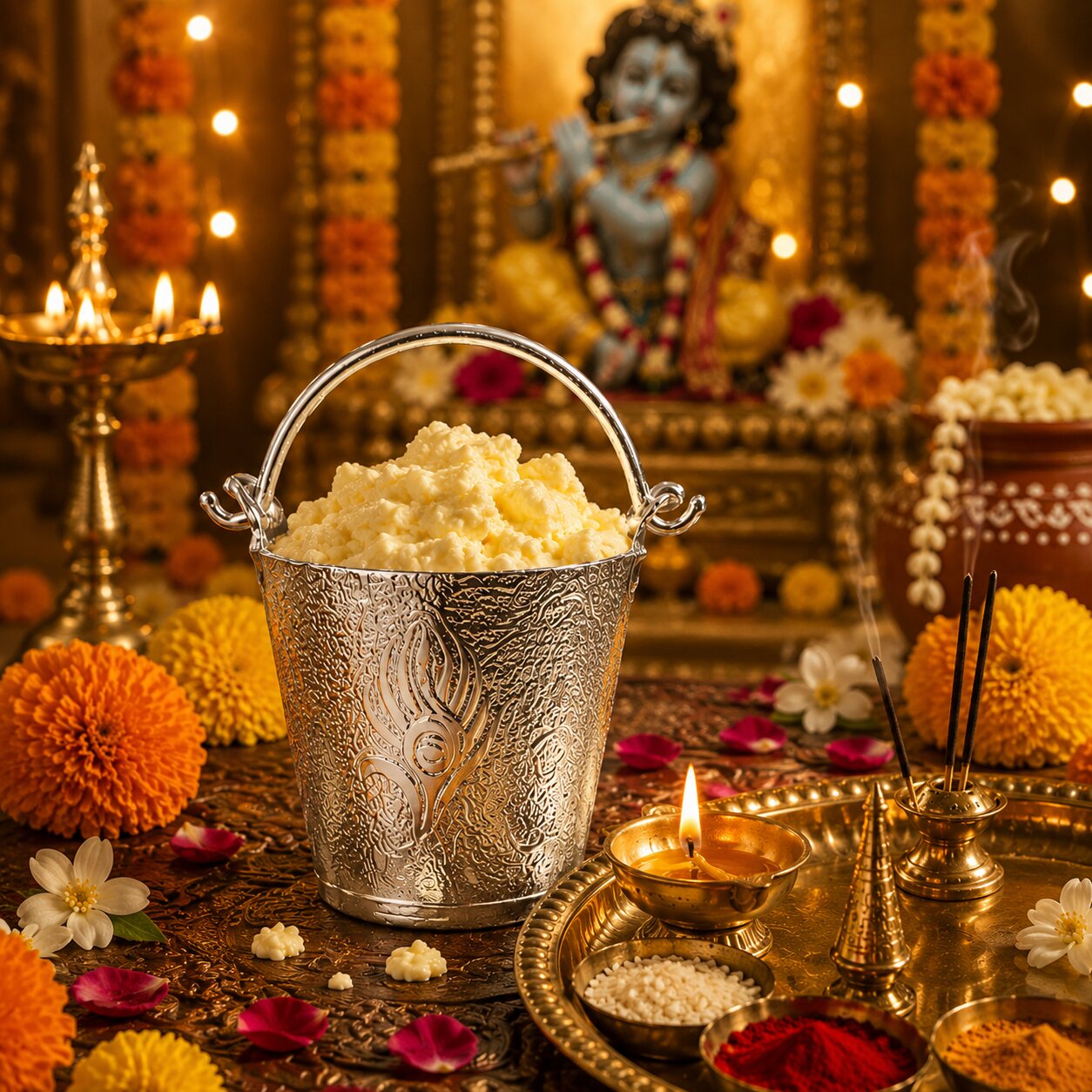 Premium Silver Plated Makhan Balti (Blessed in Vrindavan)