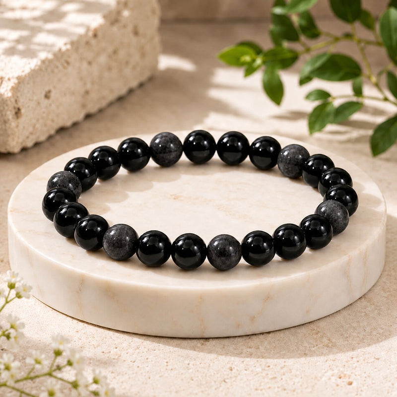 original black obsidian crystal  bracelet