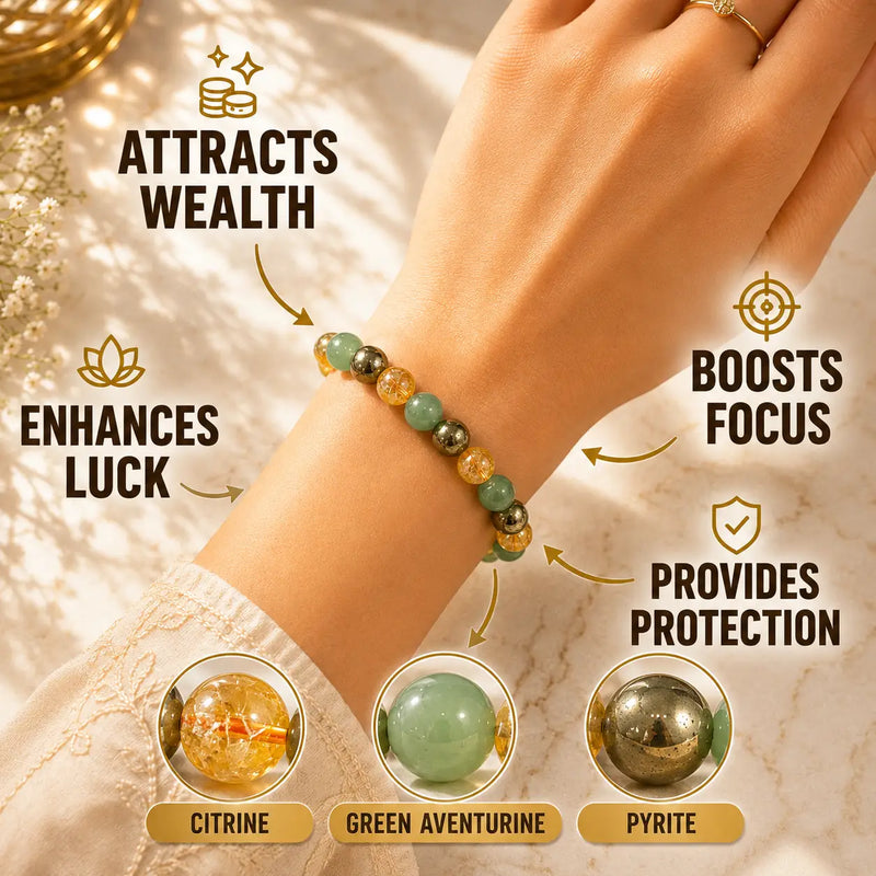 Hand wearing a money magnet bracelet 