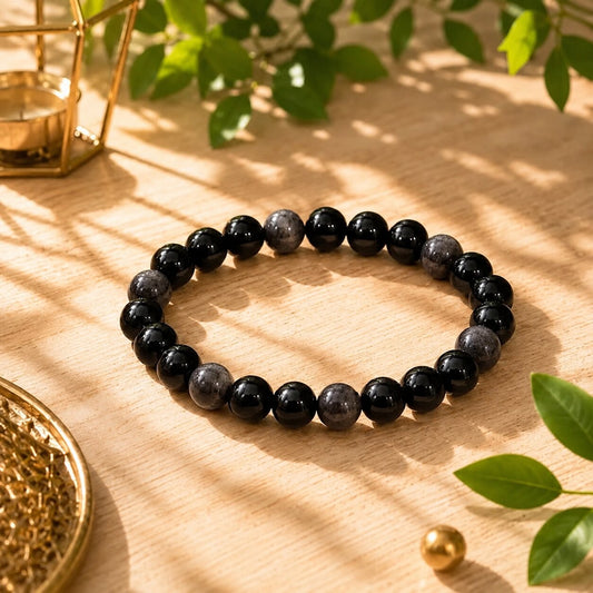 original black obsidian crystal  bracelet
