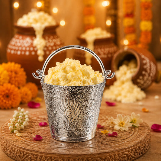 Premium Silver Plated Makhan Balti (Blessed in Vrindavan)