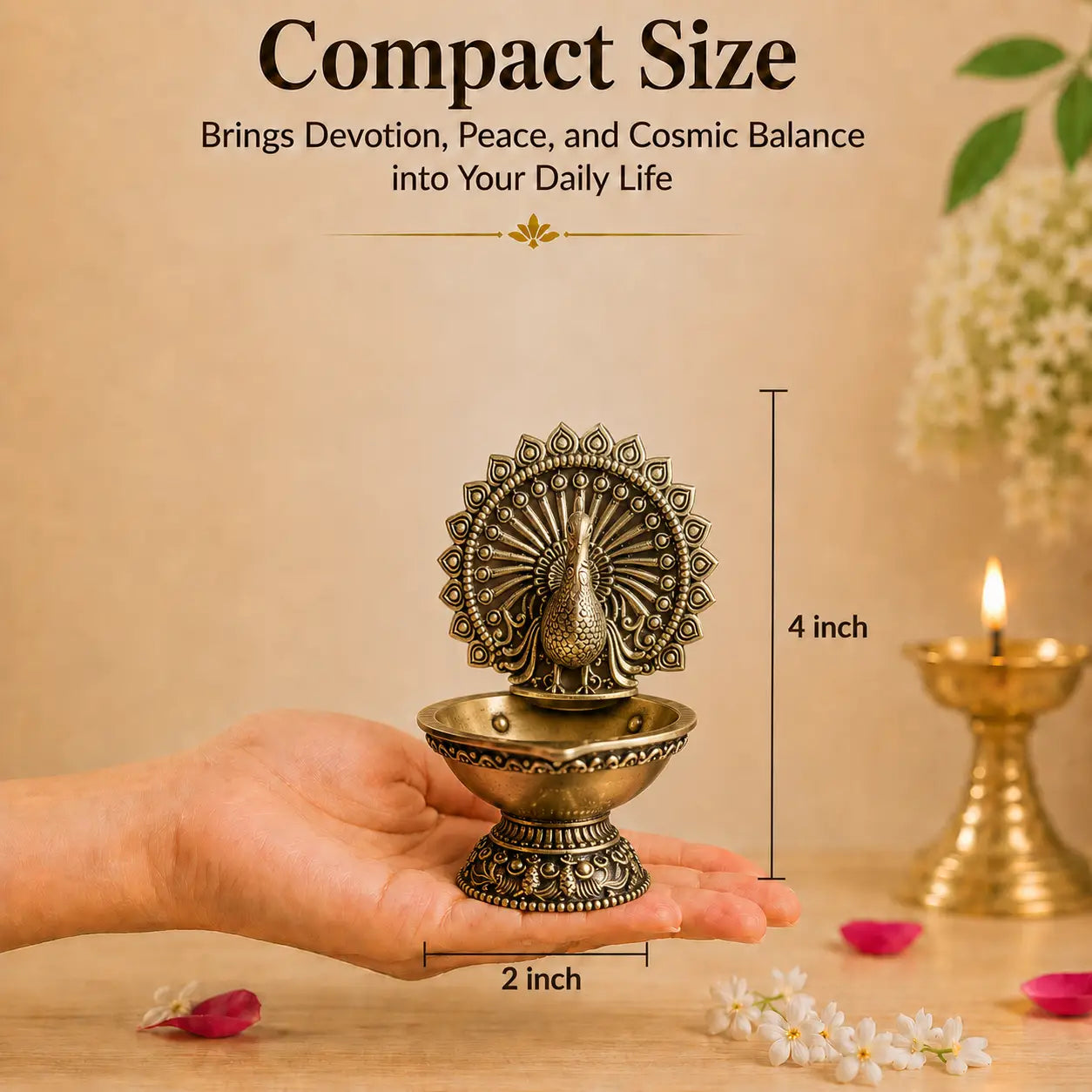 Premium Handcrafted Brass Peacock Spiritual Diya for Pooja & Home Decor