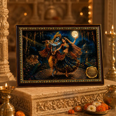 Premium Radha Krishna Dancing Photo Frame for Home, Temple & Gifting - Blessed in Vrindavan