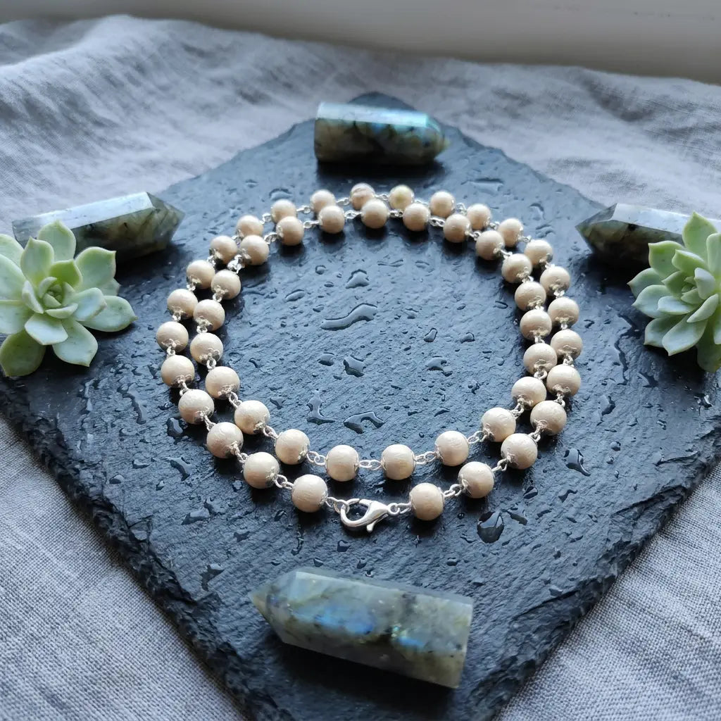 silver plated tulsi mala 54 beads 10mm daily wear