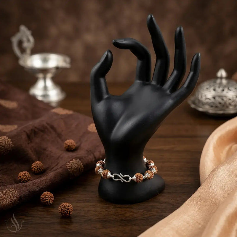 Original Silver Plated Panch Mukhi Rudraksha Bracelet 