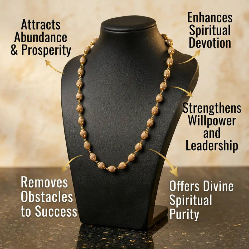 Gold-Plated Tulsi Mala show casing its benefits