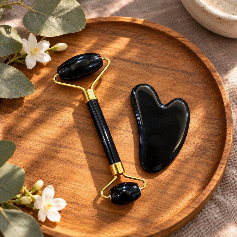 Black Obsidian Gua Sha and  Roller