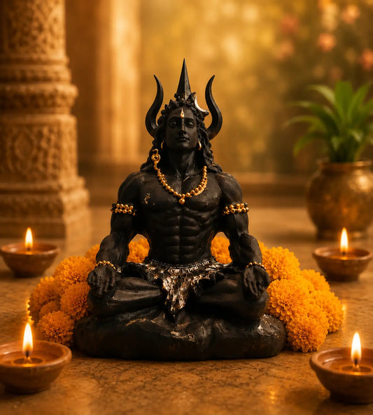 Premium black shiva idol - DharmikLife