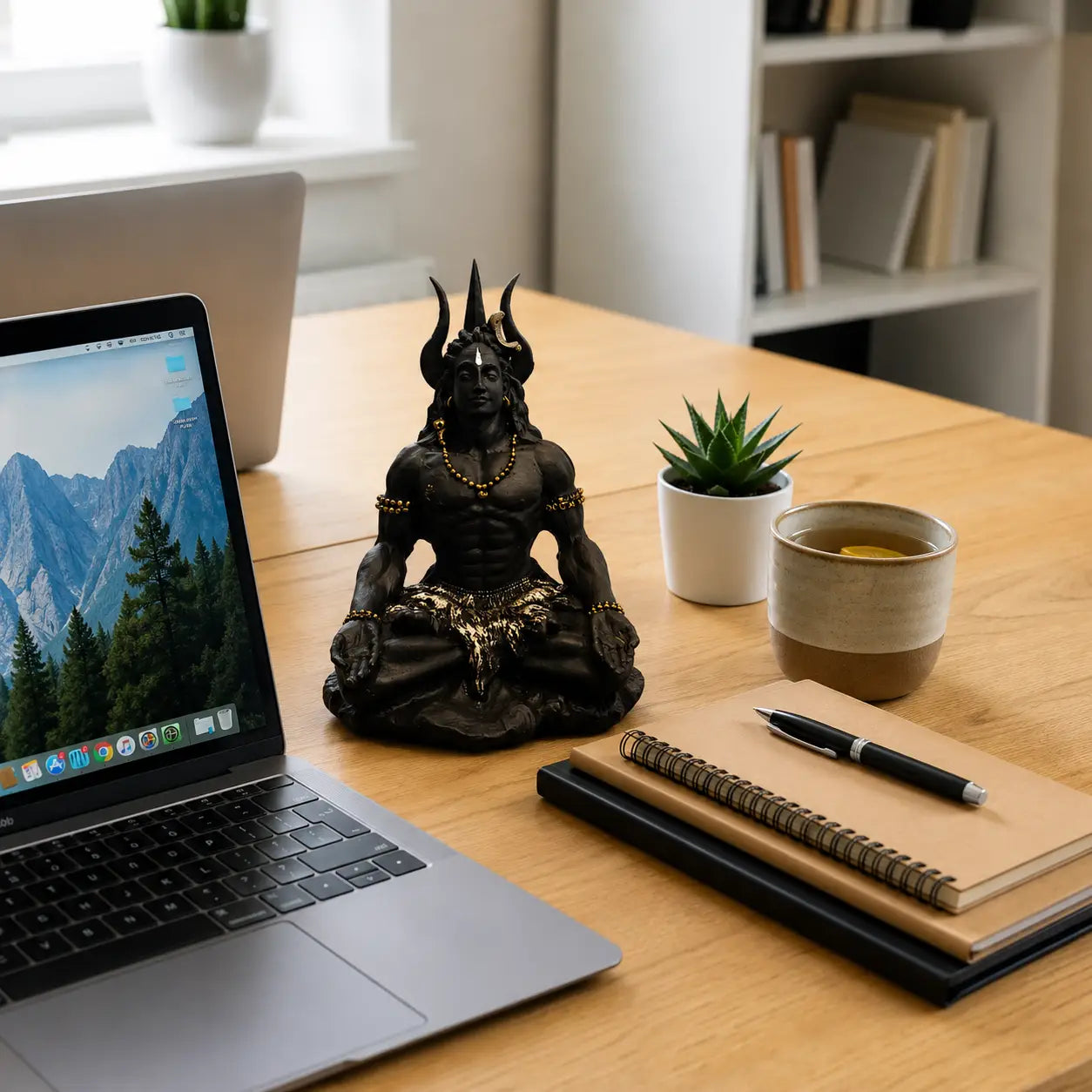 premium black shiva idol on office desk - DharmikLife
