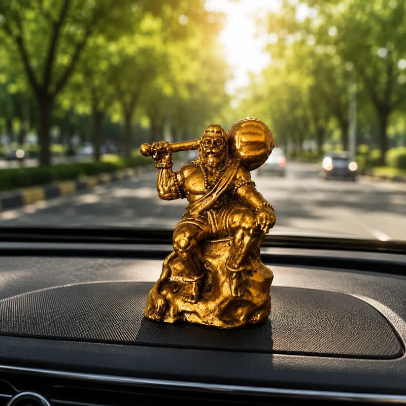 Mahabali Hanuman Idol for Car Dashboard with Premium Interior Background