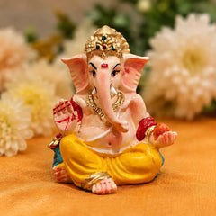 Hand-Painted Ganesha Car Dashboard Idol for Protection & Safe Travels - Abhimantrit, Blessed with Sacred Mantras