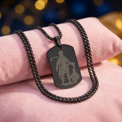 Oxidized Black Hanuman Ji Engraved Pendant