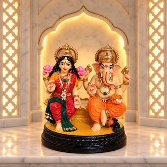 Laxmi Ganesh Idol for Diwali Puja, Home Temple & Gifting | Handcrafted Resin Murti for Wealth & Auspicious Beginnings