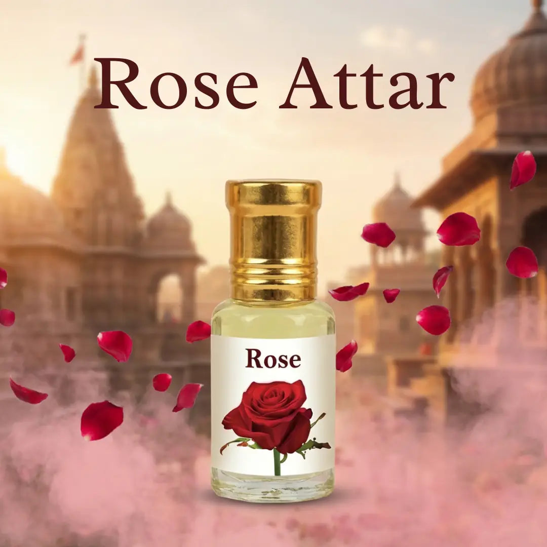 Rose Attar Perfume Oil Included in Hanuman Jayanti Prasad Box - Blessed in Ayodhya Dharmik