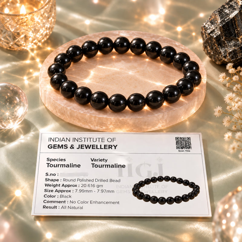 Lab certification of Black Tourmaline Crystal Bracelet
